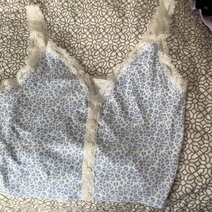 Blue leopard lace tank top
